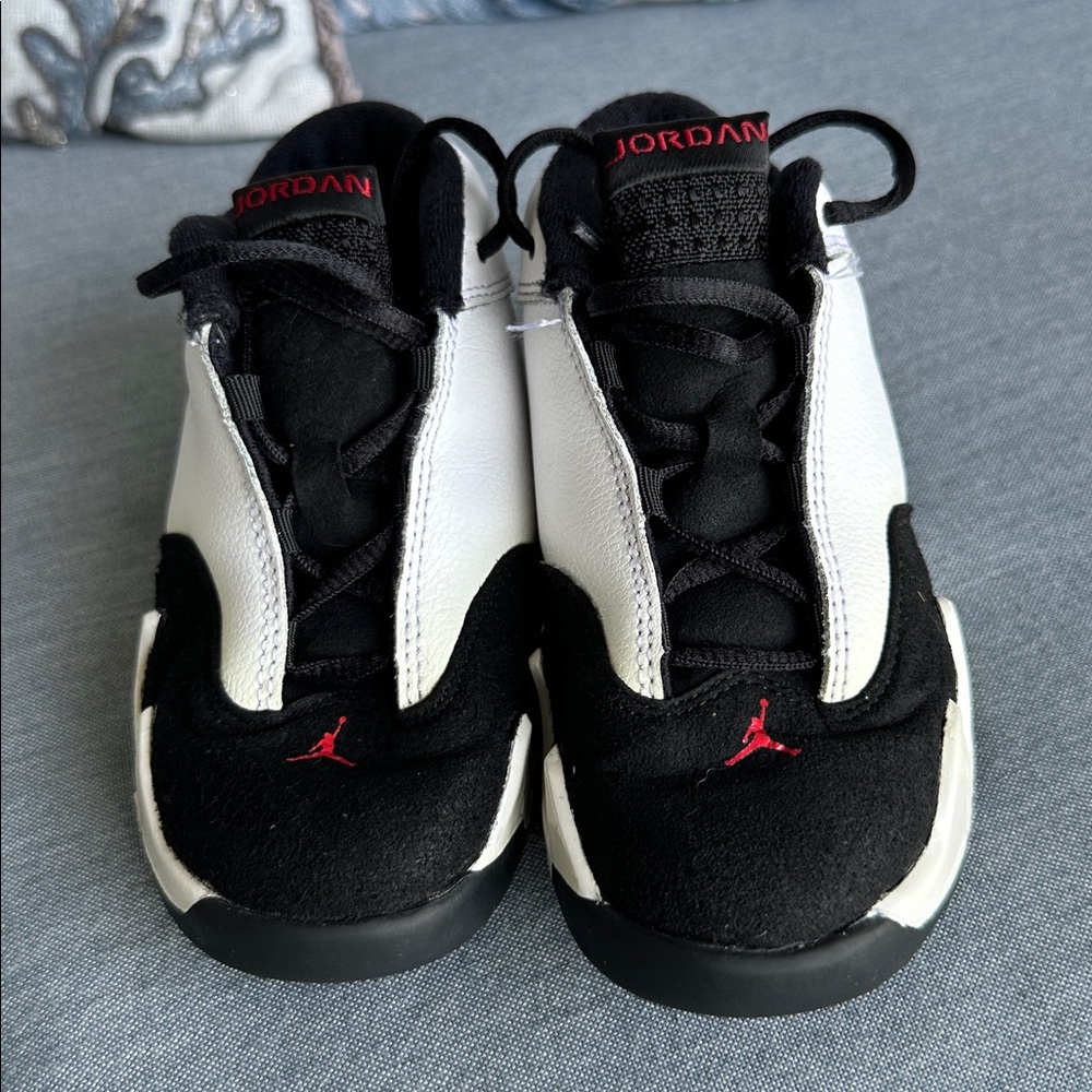 Jordan Retro Sneakers in Black and White with Red Accents